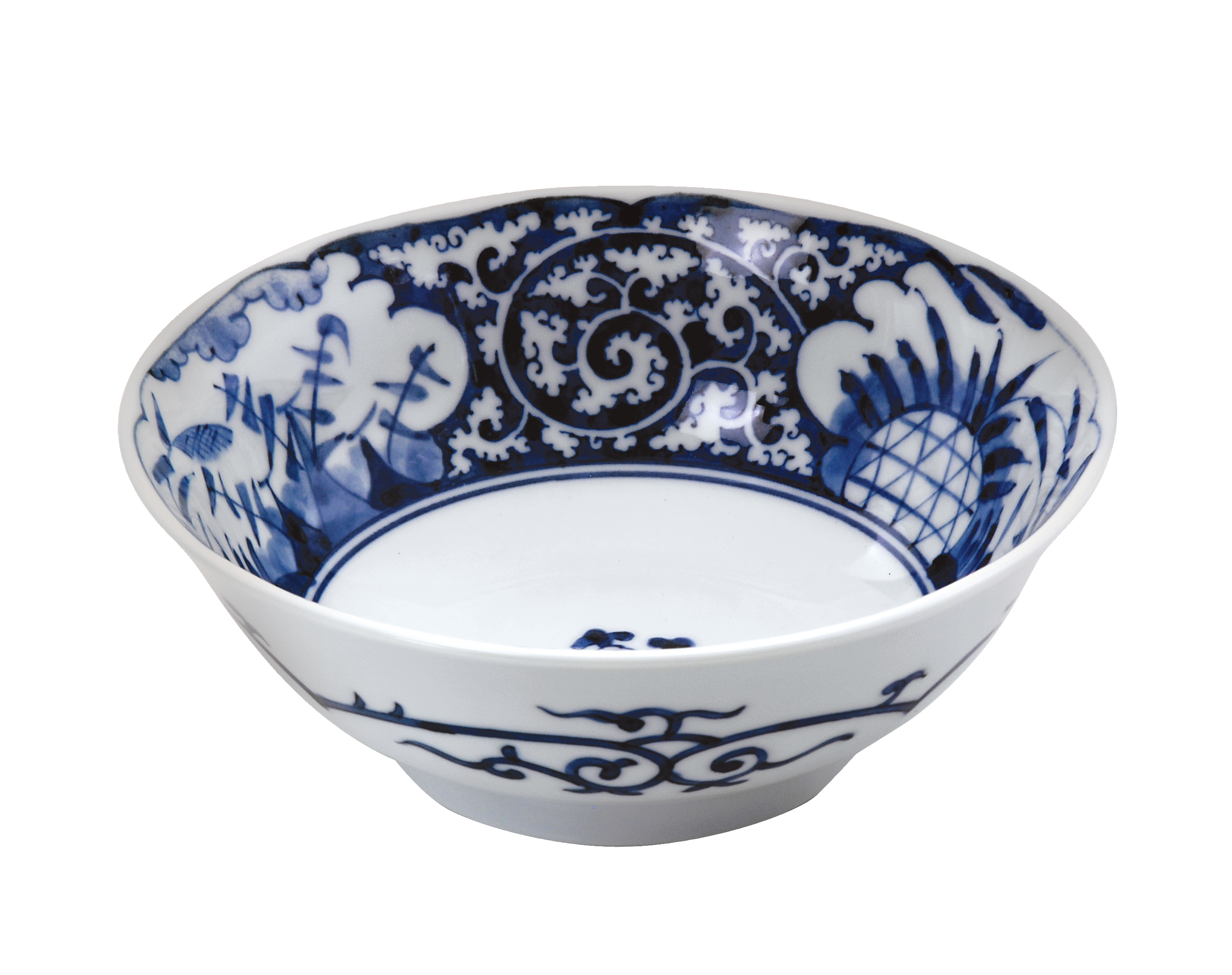 染付網浜絵　ラーメン鉢　発注単位5