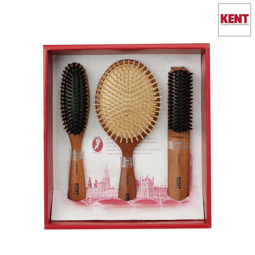 KENT ウッドクッションブラシ・ブラッシングブラシ3本セット