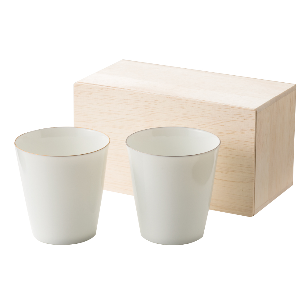 白磁 金銀フリーカップペア