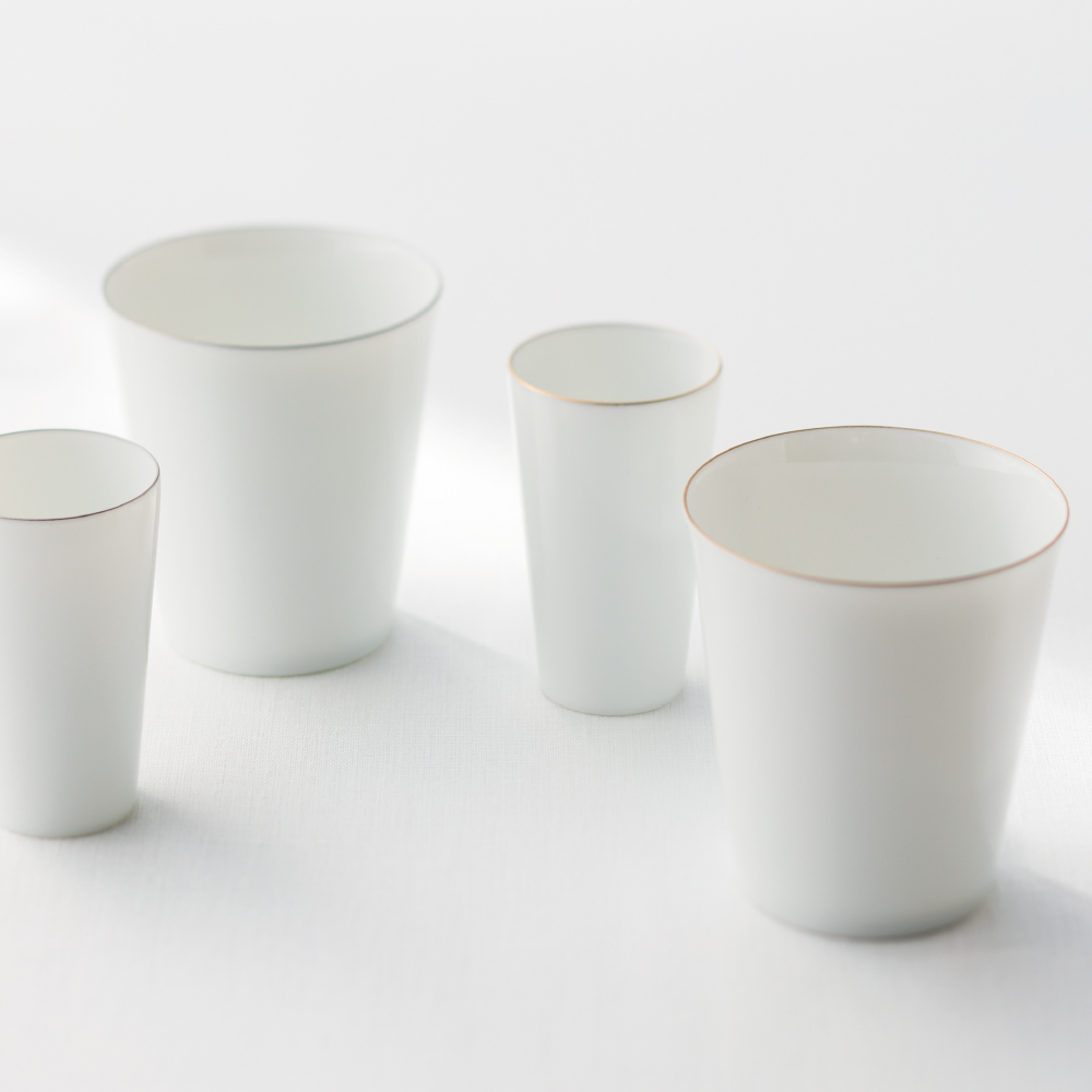 白磁 金銀フリーカップペア