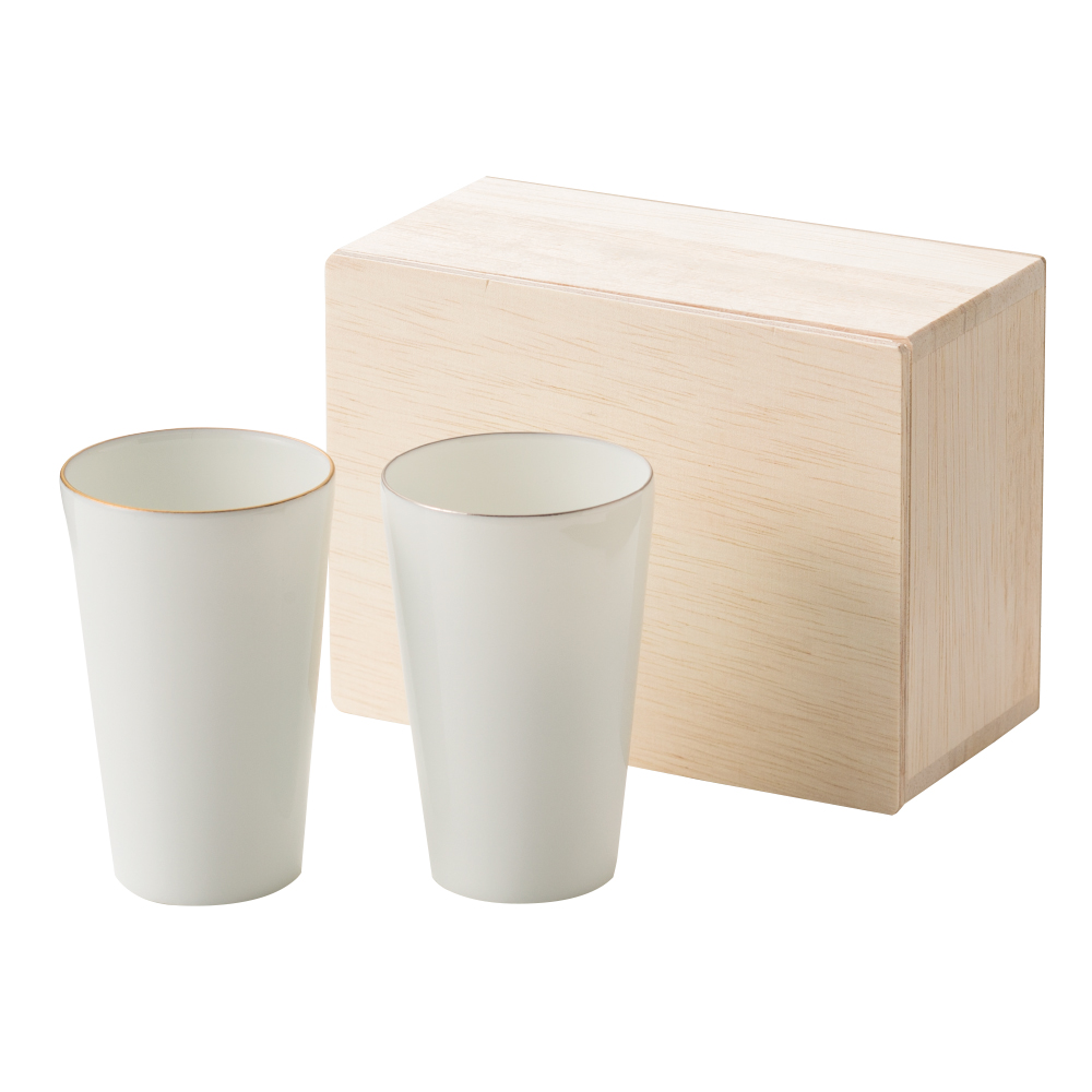 白磁 金銀冷酒カップペア