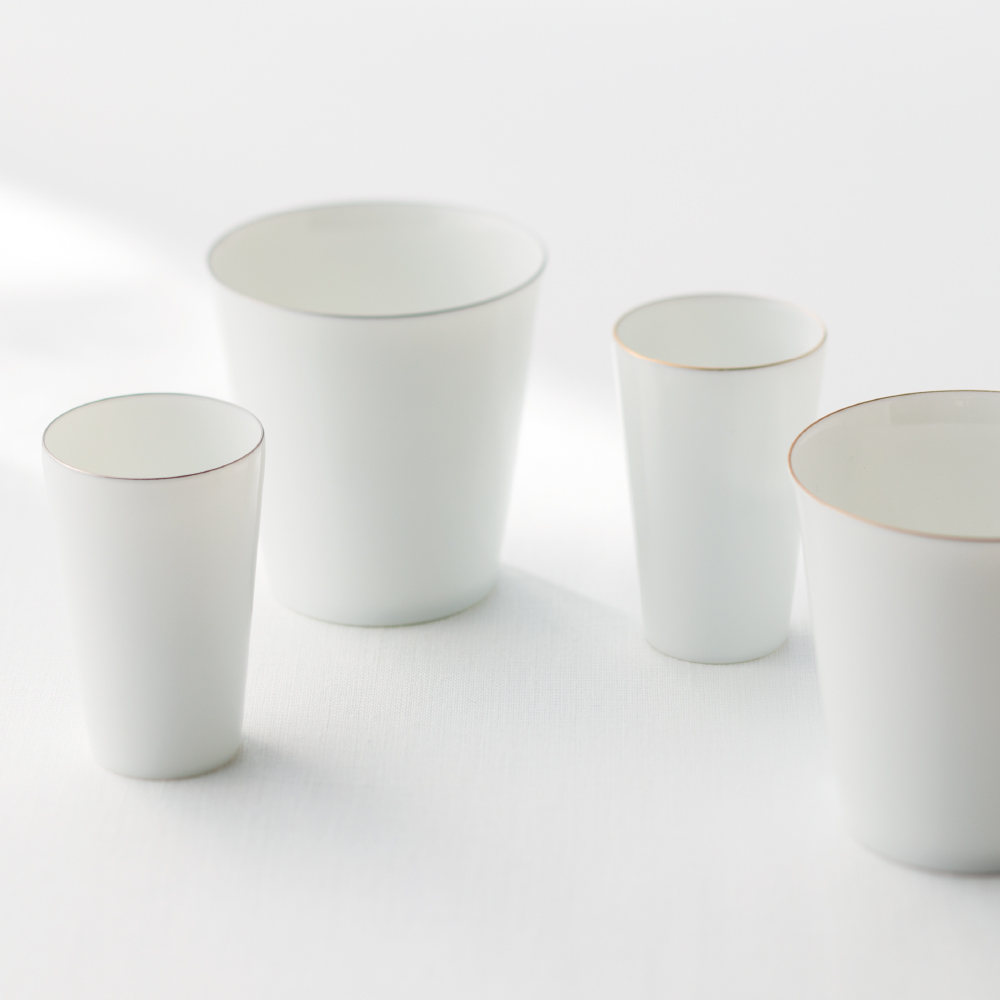 白磁 金銀冷酒カップペア