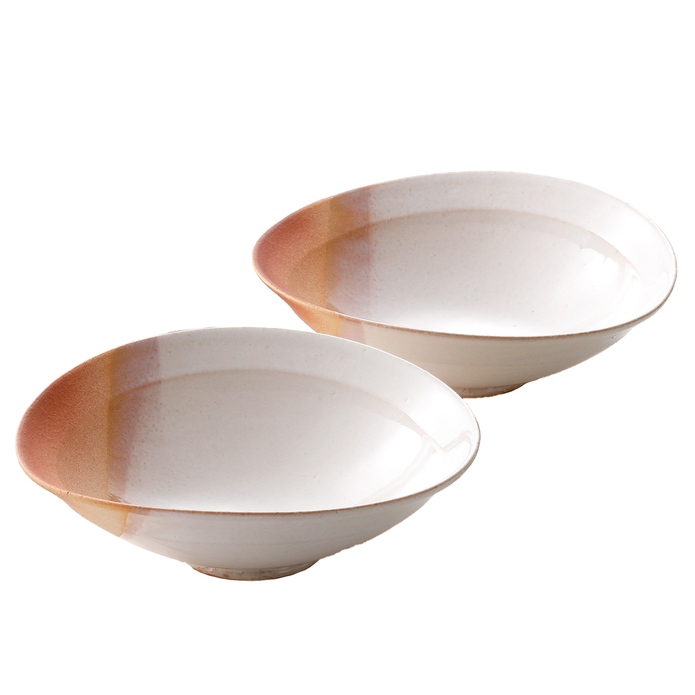 きらら坂 萩焼 緋色たわみ鉢ペア